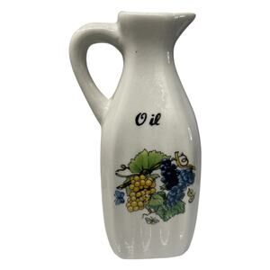 VTG Oil Cruet White Porcelain Grape Pattern, Used, Without Stopper
